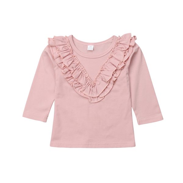 

newborn toddler baby girl clothes cute solid cute long sleeve t-shirt pullover shirt 0-5t, Blue