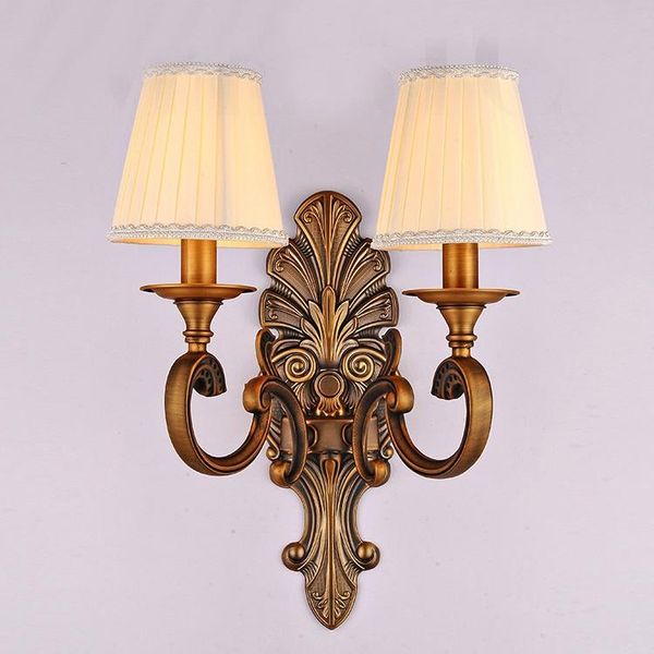 

american country double wall fabric simple european style of the ancient bed bedroom study room wall light