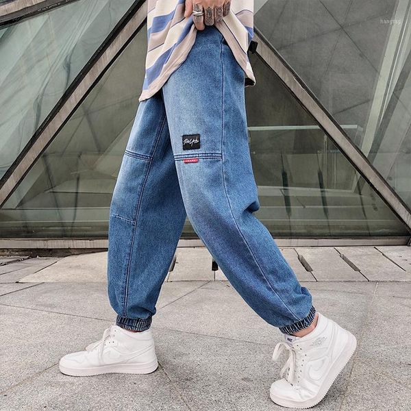

jeans uomo casual hip hop denim pants male fashion jeans clothes men 2020 japan style loose harem pants mens streetwear1, Blue