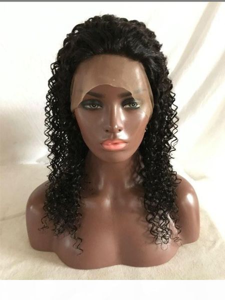 

100% human hair front lace wigs 300% density malaysian afro kinky curly lace front human hair wigs with baby hair, Black;brown