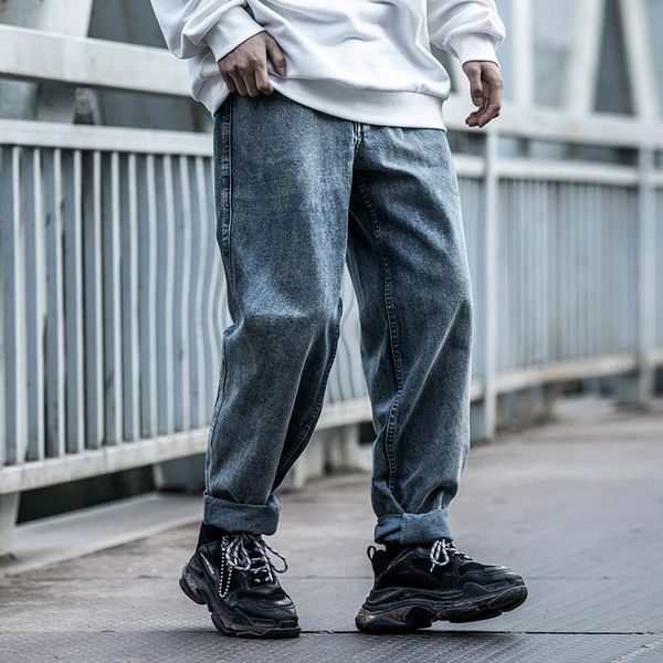 

men's pants straight jeans japanese style clothes overalls loose versatile cargo jogger trousers oversized hiphop harajuku, Black