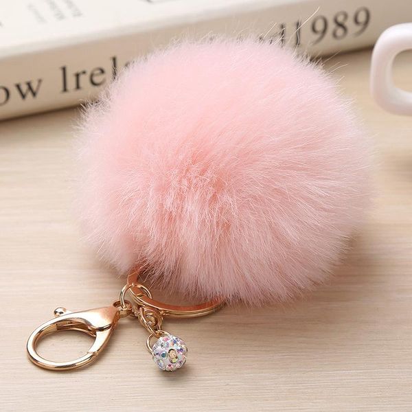 

keychains cute fluffy keychain bag pendant car fur pompom ball ornaments key ring chain copri chiave 6c0089, Silver