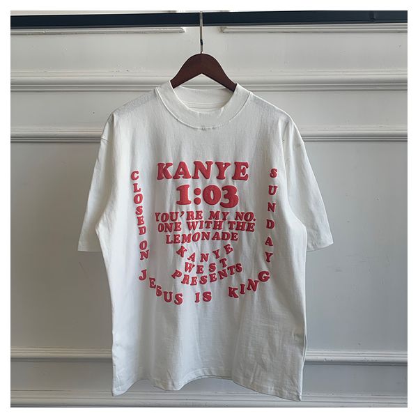 

2021 new west short sleeve kanye letter printed cotton large o-neck t-shirt for men 1ix2, White;black