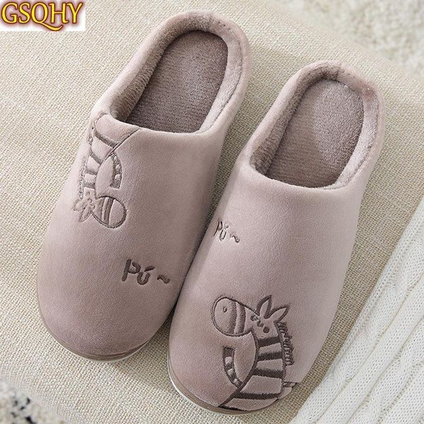 

slippers women slip on ladies winter fur cartoon animation warm shoes woman indoor comfort platform female slipper 2021, Black