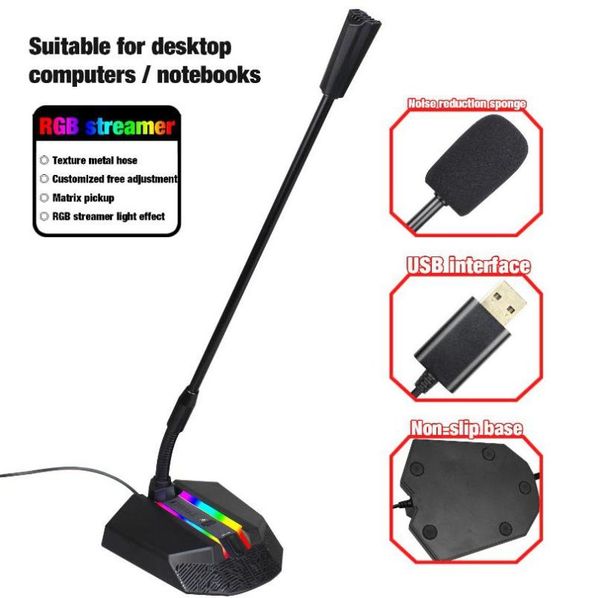 

microphones usb computer rgb microphone bendable video conference mic drive-voice chat for lecture