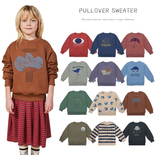 

autumn/winter children's sweater boys and girls printed long-sleeved pullover hoodie 201014, Black