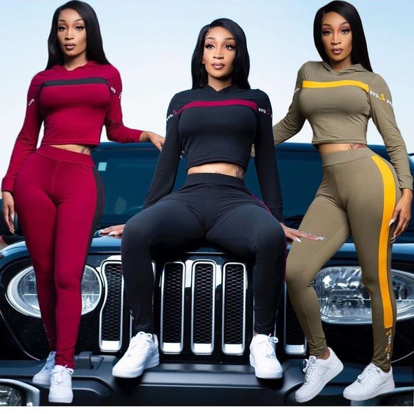 

dl8035 stripe stitching contrast hooded slim fit long sleeve pants casual sports suit