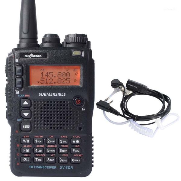 

walkie talkie uv-8dr vhf uhf 136-174/240-260/400-520mhz cb ham radio 128 channel two way with headset1