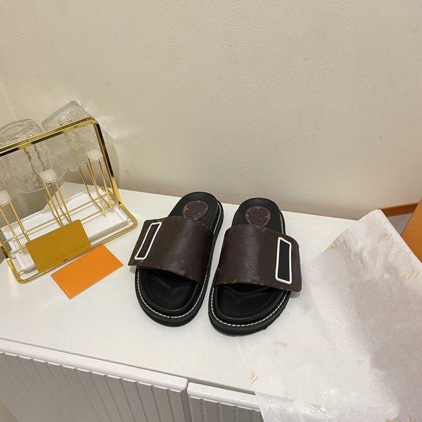 

2021 designer slippers new r luxury slides men summer rubber sandals beach slide fashion scuffs slippers indoor shoes size 35-45, Black