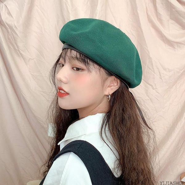 

new summer beret women cotton beret hat girl flat cap retro women candy color warm fashion1, Blue;gray