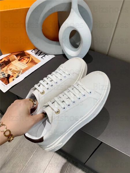 

designers time out shoe white brown soft calf leather monograms flowers luxurys designers sneakers casual sports trainer platform shoes, Black