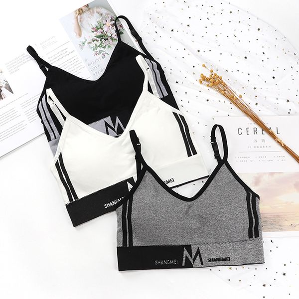 

solid cotton sports bra girl sports bras women push up underwear bra fitness running yoga sport jogging gym women, White;black