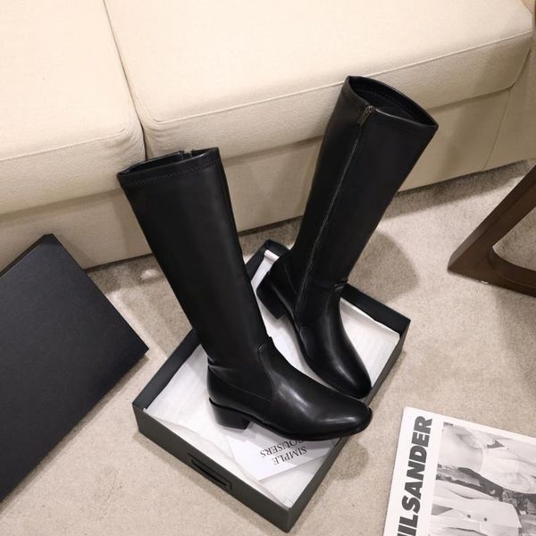 

new arrival winter women shoes knee-high boots women boots fashion female stretch leather snow size 34-48, Black