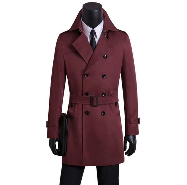 

men's trench coats mens wine red man long coat men double breasted clothes slim fit overcoat sleeve spring autumn designer, Tan;black