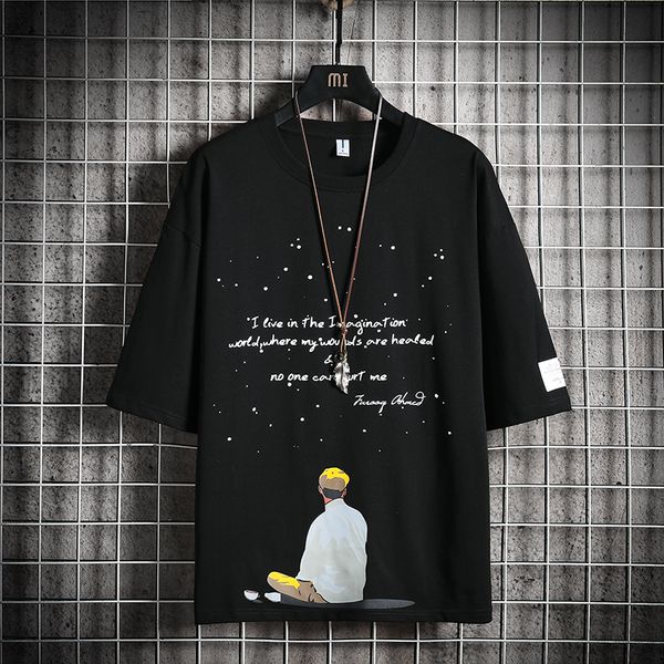 

man's t-shirt men 2020 graphic tees oversized hip hop japanese streetwear harajuku anime tshirt male t shirt men, White;black