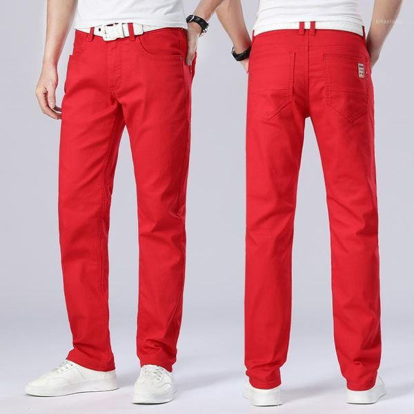 

men's jeans for men straight trousers male red slim fit sweatpants denim designer casual biker pants pantalon hombre1, Blue