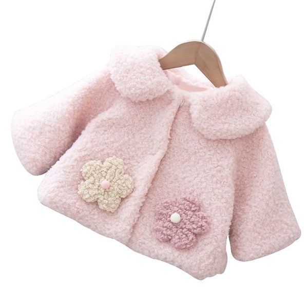 

baby clothes winter plus velvet thick warm fur sweater flower foreign lamb wool 0-5 years old girl coat 1029, Blue;gray