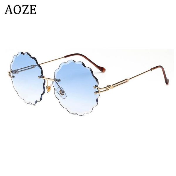 

sunglasses 2021 aoze vintage round women men fashion rimless glasses retro candy colors sun zonnebril dames uv400, White;black