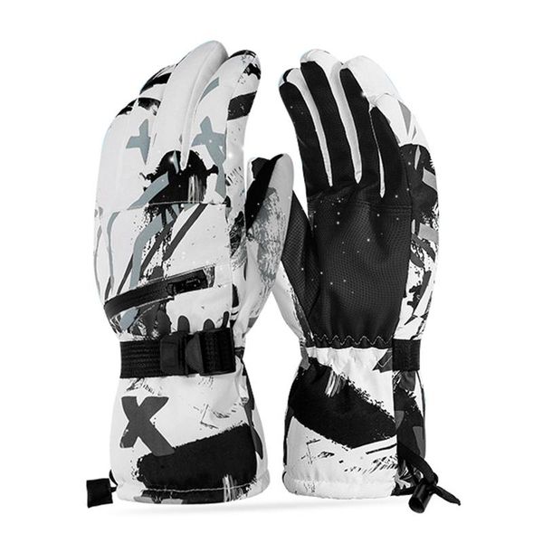 

ski gloves ultralight waterproof winter warm glove snowboard motorcycle riding snow gray+white
