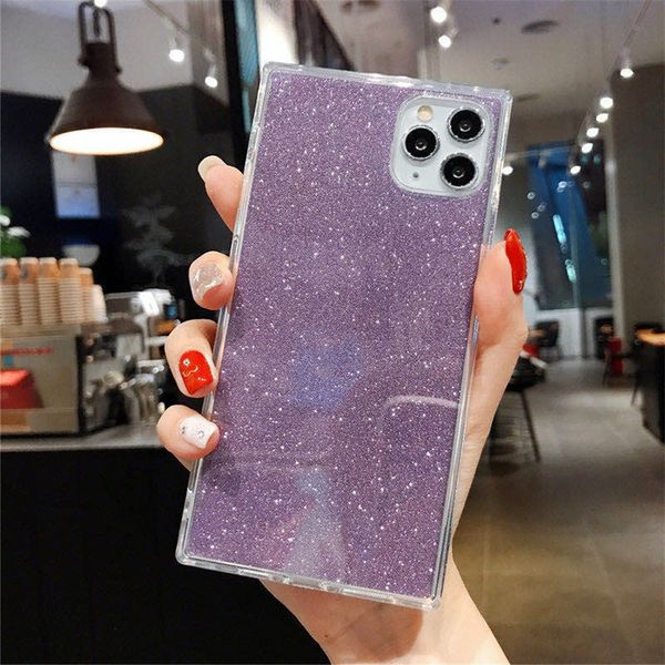 

flykylin case for samsung galaxy a51 a71 a50 s20 ultra s10 s9 plus a70 a10 a20 a30s glitter transparent square fluorescent shell