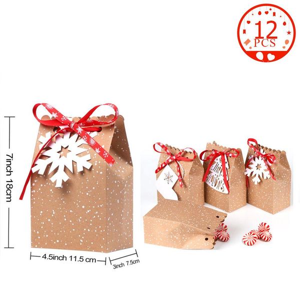 

ourwarm 12pcs kraft paper christmas gift box candy bags christmas party supplies packing gift box new year gift bags 2019 wmtbaq
