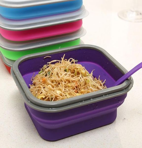 

5 colors silicone collapsible portable healthy lunch box folding food storage container lunchbox bento box eco friendly bbyfej lg2010