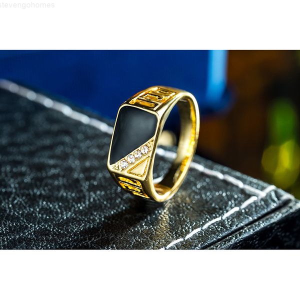 

ring ajojewel size 7-12 classic gold-color rhinestone men black enamel male finger rings selling, Silver