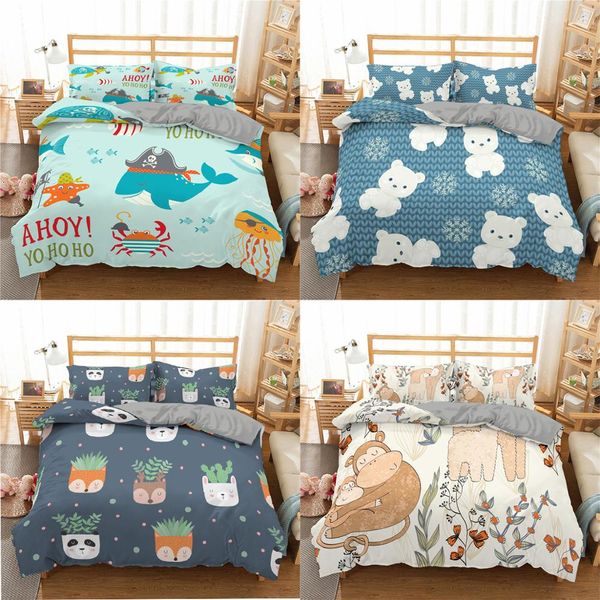 

мультфильм 3d постельных set cute forest queen king size комплект постельных принадлежностей мальчики девочки пододеяльник наволочки домашни