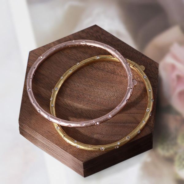 

bangle classic cylinder openable bracelet for women rhinestones rose gold accessories fashion 2021 trend chain bracelets girls jewelry, Black