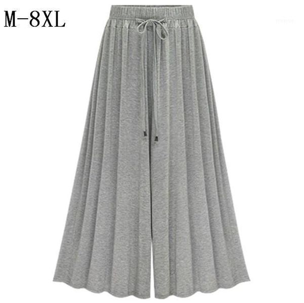 

summer women fashion loose wide leg pants thin high waist robe pantskirts super large size - 5xl 6xl 7xl 8xl1, Black;white