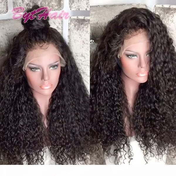 

bythair selling malaysian virgin hair glueless full lace human hair wig kinky curl virgin hair lace front wigs for black women, Black;brown