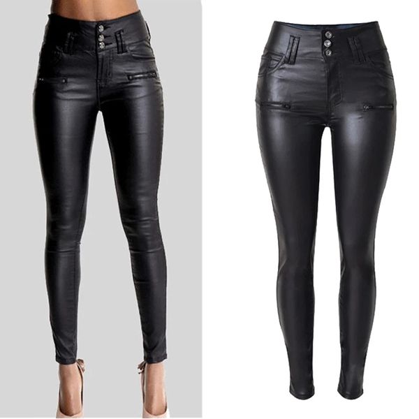 

Big Plus Size PU Leather Pants Women Hip Push Up Black Sexy Female Stretch Leggings Jegging Casual Skinny Pencil Pants, Blue