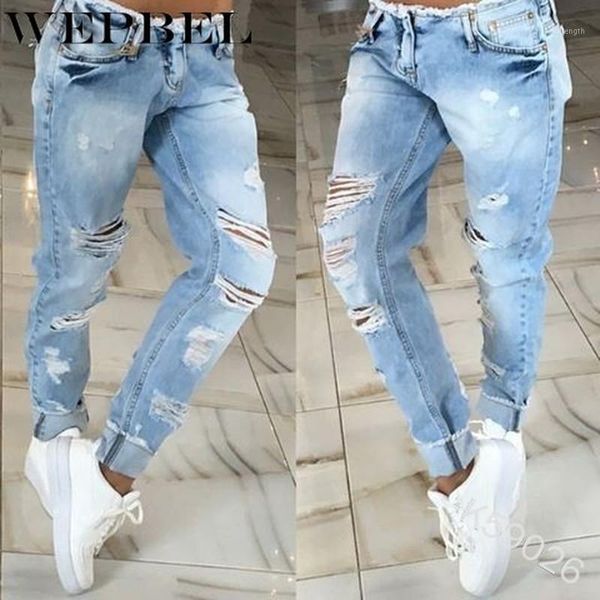 

wepbel pants cotton hole pencil feet jeans plus size women stretch distressed ripped blue skinny denim jeans1