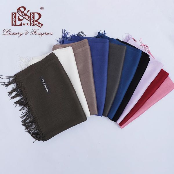 

fashion 2020 new solid winter scarves for women shawls and wraps lady pure long cashmere head scarf men hijabs stoles, Blue;gray
