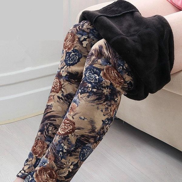 

2020 new leggings women plus velvet thick pants lady fitness winter warm street outer wear big size thermal trouser l20, Black