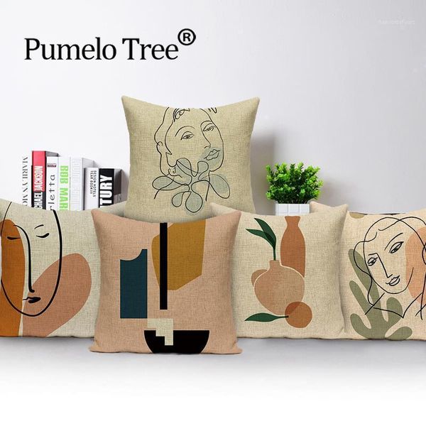 

abstract lines cushion cover vintage portrait distortion home pillowcase sofa pillow cases nordic portrait cushions covers linen1