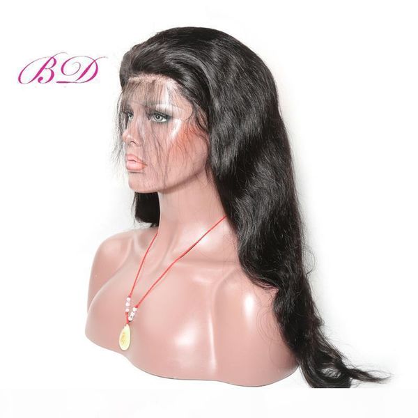 

bd body wave wigs glueless malaysian virgin human hair lace front wigs with natural hairline for young women, Black;brown