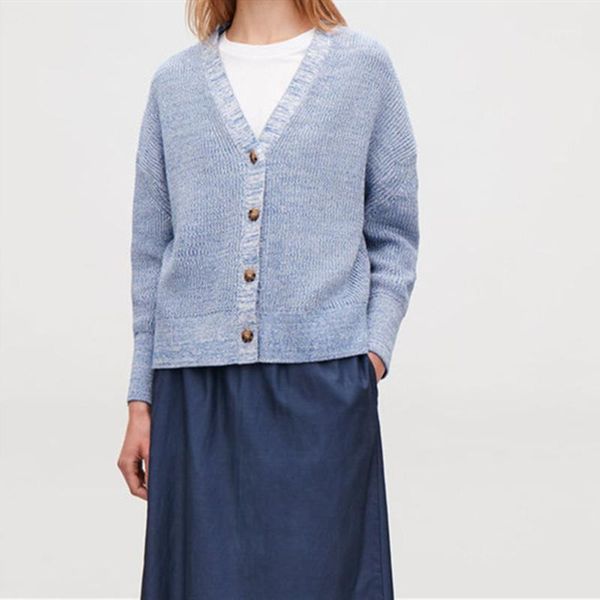 

2019 new v-neck women knitted cardigan sweater long-sleeved short coat outwear simple casual knitwear for autumn winter1, White