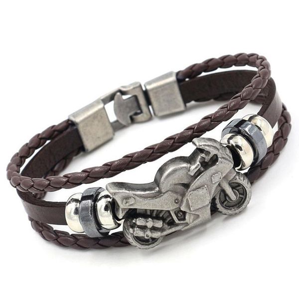

eif dock vintage motorcycle leather bracelet for men handmade weave rope charm wristband jewelry accessor qylqgw