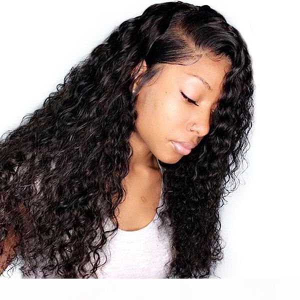 

13x6 frontal human hair wigs curly pre plucked virgin brazilian hair glueless curly 13x6 lace front wig with baby hair, Black;brown