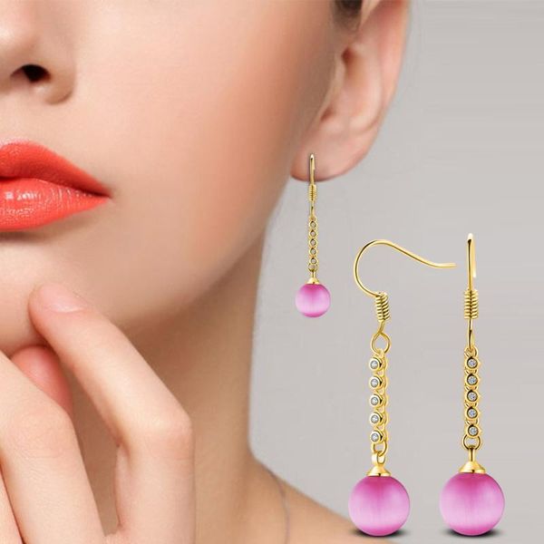 

hoop & huggie kofsac charm yellow gold ear hook earrings for women girl wedding party fashion white pearl exquisite crystal jewelry gift, Golden;silver