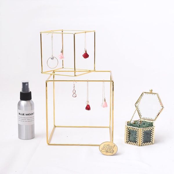 

new fashion iron gold plated geometric earrings display holder cute shape earrings hang up stand jewelry display holder, Pink;blue