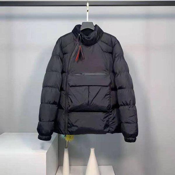 

2020 of couples winter windproof warm sports leisure diagonal zipper multi - pocket jacket cotton clothing, Black