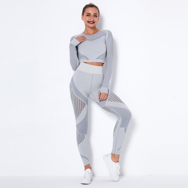 

seamless sport set women fitness yoga set quick dry sports long sleeve gym clothes high waist leggings workout clothes for women, White;red