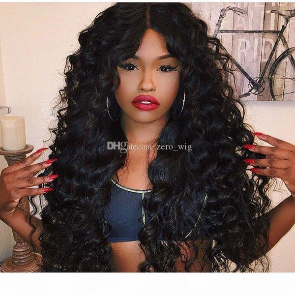 

lace wig humain hair glueless deep wave lace front wigs brazilian full lace human hair wigs for black women, Black;brown