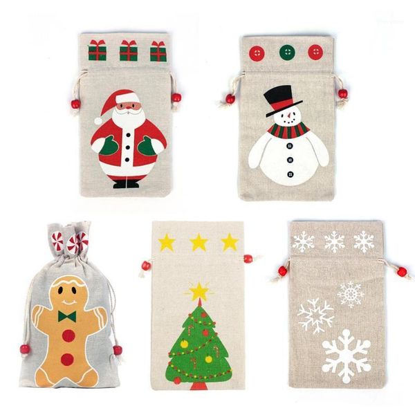 

christmas drawstring gift bags reusable canvas bags gift wrapping pouch for christmas tree party embellishment home decoration1