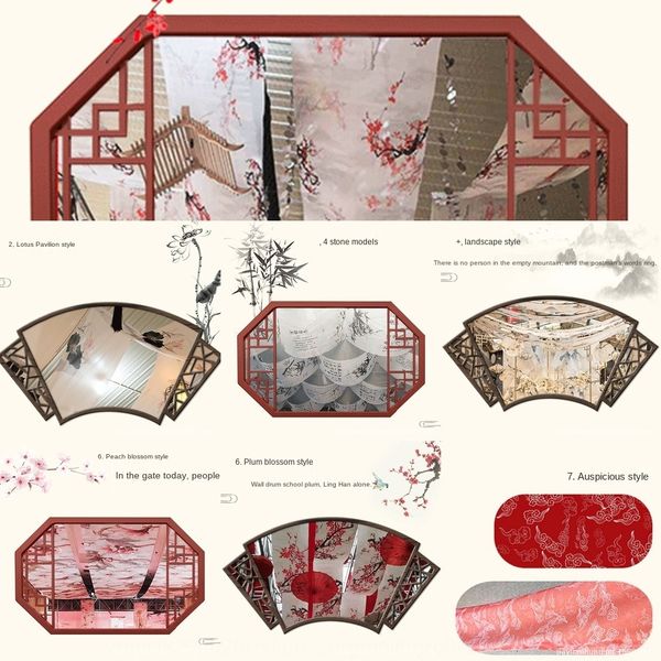 

nlh2h curtainprop украшение свадьбы китайского стиля занавеса чернила картина плавающей верхний занавес потолок реквизит марлевых чернила жи