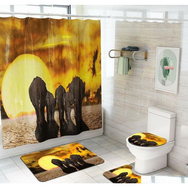 

4pcs/set bathroom polyester shower curtain non slip toilet co qyluxm bdebaby