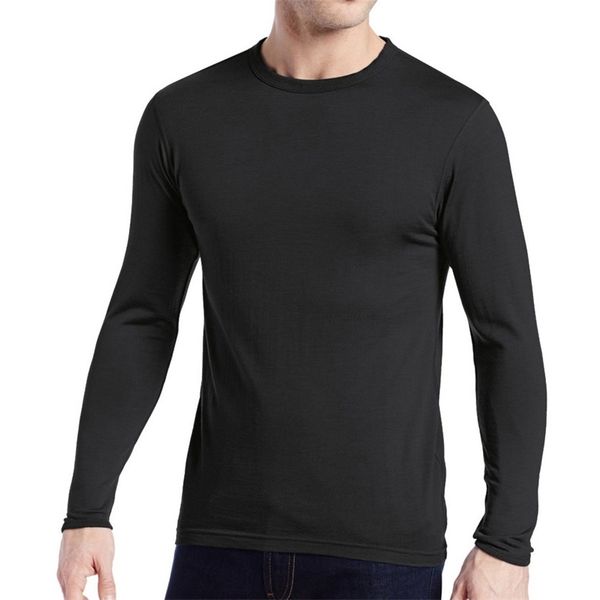 

men's 100% pure merino wool male lightweight base layer long sleeves warm winter spring breathable shirt thermal underwear y200106, Black;white