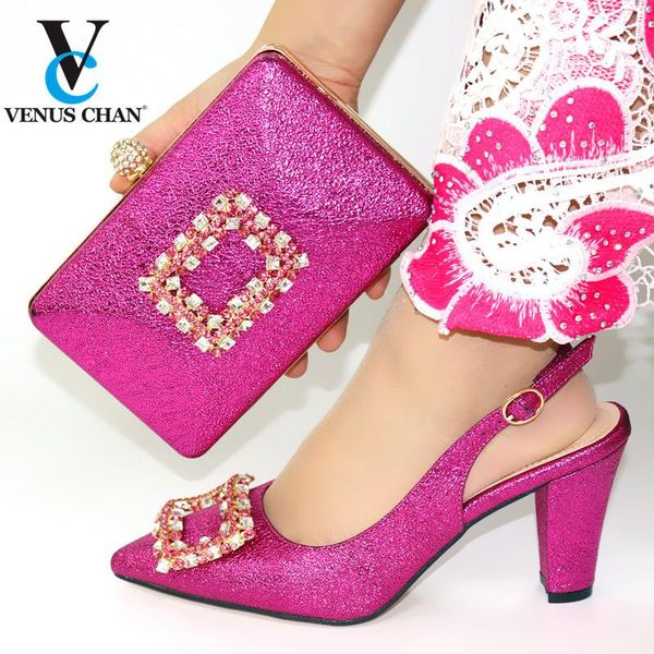 

fuchsia color autumn fashion ladies slipper and matching bag set italy style high heel shoes and bag set for party large size, Black